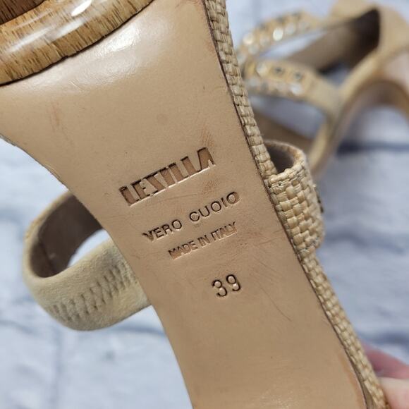 Le Silla Crystal Embellished Cross Strap Woven Heels size 39 - Picture 4 of 16